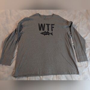 Life Is Good Tee T Shirt  Gray WTF Where’s The Fish Shirt Men's 3XL Fishing